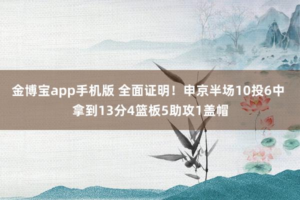 金博宝app手机版 全面证明！申京半场10投6中 拿到13分4篮板5助攻1盖帽