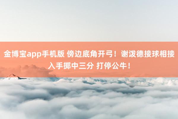 金博宝app手机版 傍边底角开弓！谢泼德接球相接入手掷中三分 打停公牛！