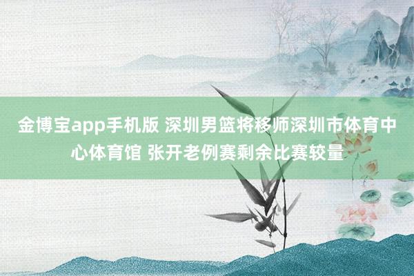 金博宝app手机版 深圳男篮将移师深圳市体育中心体育馆 张开老例赛剩余比赛较量