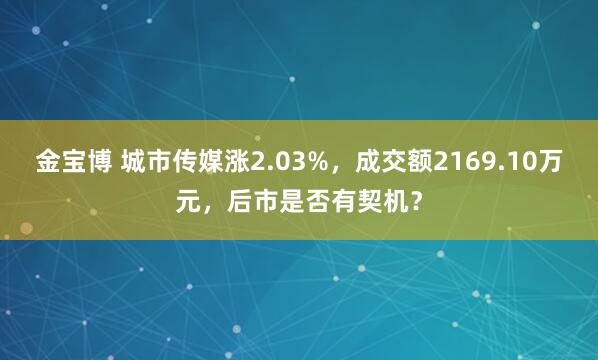 金宝博 城市传媒涨2.03%，成交额2169.10万元，后市是否有契机？