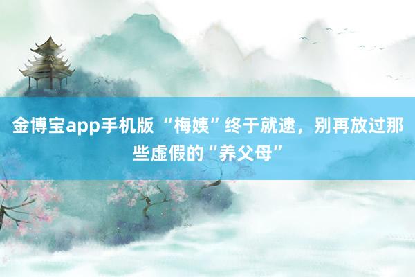 金博宝app手机版 “梅姨”终于就逮，别再放过那些虚假的“养父母”