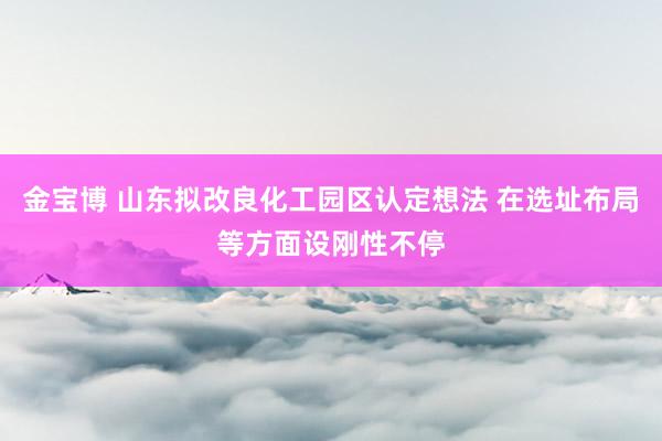 金宝博 山东拟改良化工园区认定想法 在选址布局等方面设刚性不停