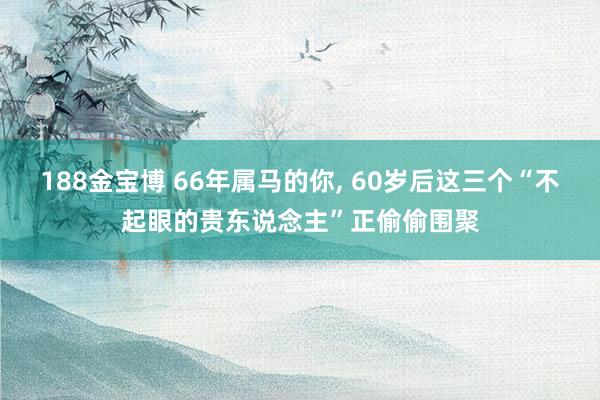 188金宝博 66年属马的你， 60岁后这三个“不起眼的贵东说念主”正偷偷围聚