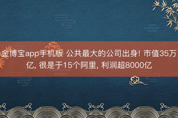金博宝app手机版 公共最大的公司出身! 市值35万亿, 很是于15个阿里, 利润超8000亿