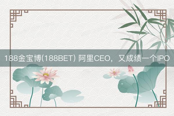 188金宝博(188BET) 阿里CEO,又成绩一个IPO
