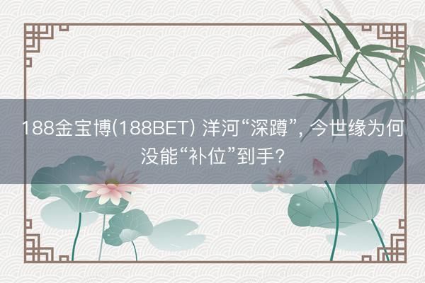 188金宝博(188BET) 洋河“深蹲”, 今世缘为何没能“补位”到手?