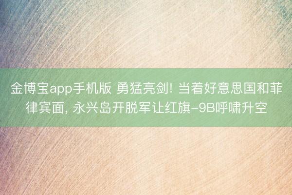 金博宝app手机版 勇猛亮剑! 当着好意思国和菲律宾面, 永兴岛开脱军让红旗-9B呼啸升空