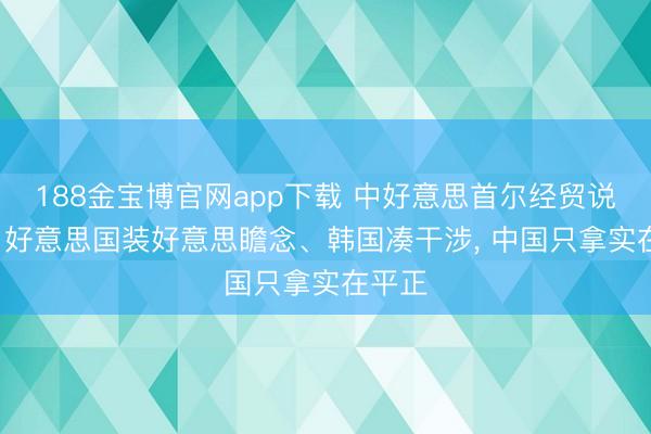 188金宝博官网app下载 中好意思首尔经贸说念判: 好意思国装好意思瞻念、韩国凑干涉, 中国只拿实在平正