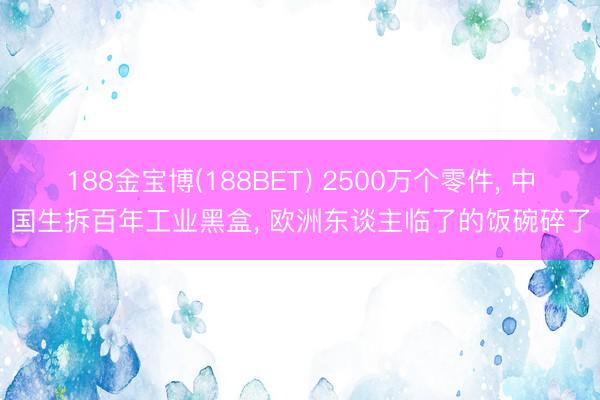 188金宝博(188BET) 2500万个零件， 中国生拆百年工业黑盒， 欧洲东谈主临了的饭碗碎了