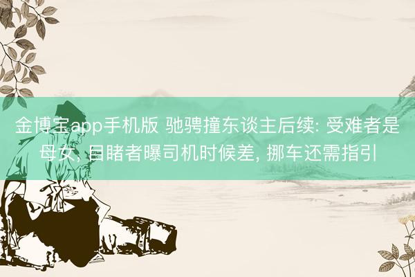金博宝app手机版 驰骋撞东谈主后续: 受难者是母女， 目睹者曝司机时候差， 挪车还需指引