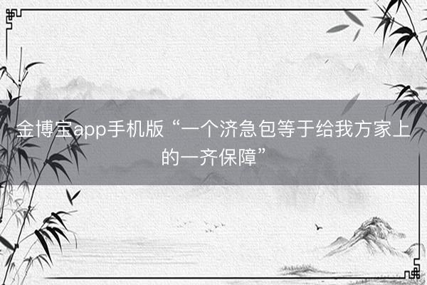 金博宝app手机版 “一个济急包等于给我方家上的一齐保障”