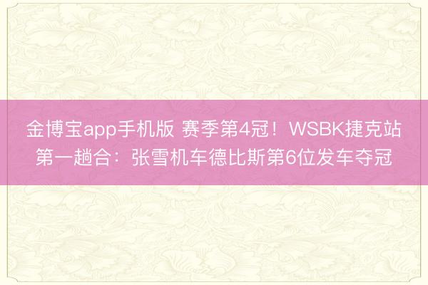 金博宝app手机版 赛季第4冠！WSBK捷克站第一趟合：张雪机车德比斯第6位发车夺冠