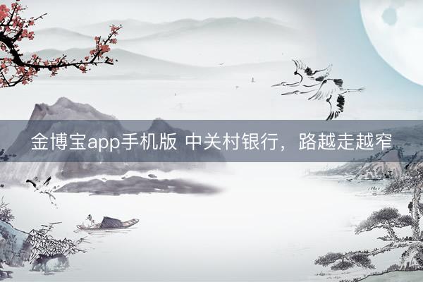 金博宝app手机版 中关村银行,路越走越窄