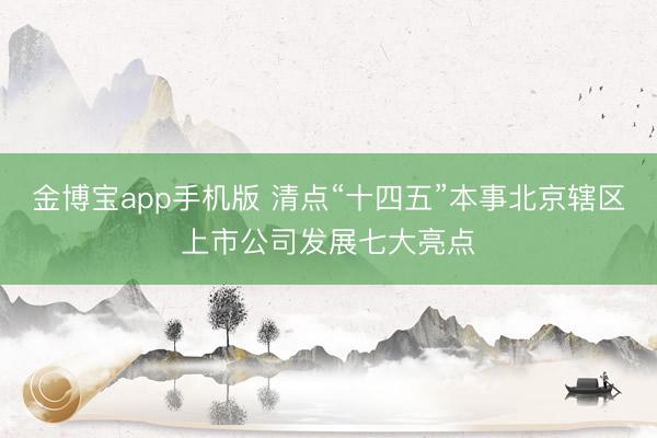 金博宝app手机版 清点“十四五”本事北京辖区上市公司发展七大亮点