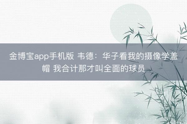金博宝app手机版 韦德:华子看我的摄像学盖帽 我合计那才叫全面的球员