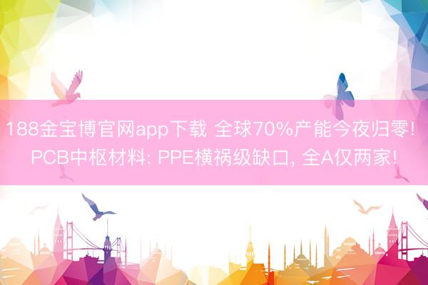 188金宝博官网app下载 全球70%产能今夜归零! PCB中枢材料: PPE横祸级缺口, 全A仅两家!