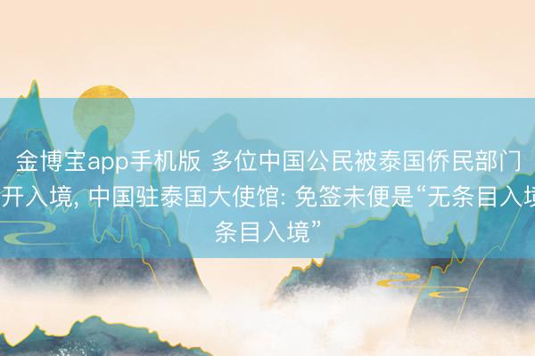 金博宝app手机版 多位中国公民被泰国侨民部门拆开入境, 中国驻泰国大使馆: 免签未便是“无条目入境”
