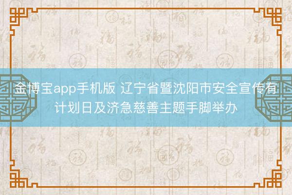 金博宝app手机版 辽宁省暨沈阳市安全宣传有计划日及济急慈善主题手脚举办